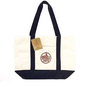 Trader Joe's Canvas Tote Bag Large Blue